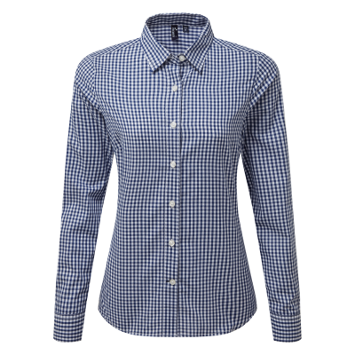 Large-check gingham shirt